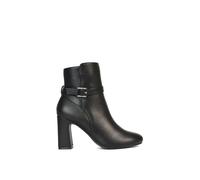 'Mary' Block Mid High Heel Shoe Booties With Buckle Strap XY London Black 6