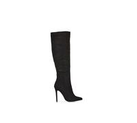 Womens Knee High Boots Mid High Heel Ladies Pointed Toe Shoes Size 3-8 Black Faux Suede