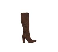 XY London Women's 'Opal' Knee High Pointed Toe Block Heeled Long Boots in Chocolate | Size: 7