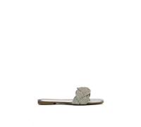 XY London Women's 'Robin' Diamanté Strap Square Toe Slider Sandals in Silver | Size: 6