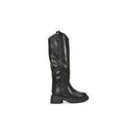 XY London Women's 'Saffira' Chunky Faux Fur Lined Knee High Riding Boots in Black | Size: 3