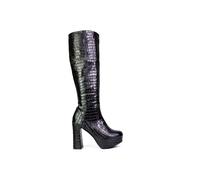 XY London Women's 'Theo' Chunky Block High Heel Platform Knee High Boots in True Black | Size: 5 XY London True Black 5