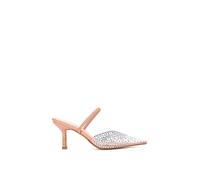 XY London Women's 'Tia' Clear Perspex Stiletto Heel Pointed Mules With Crystals in Nude | Size: 4 XY London Nude 4