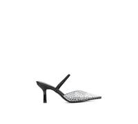 XY London Women's 'Tia' Clear Perspex Stiletto Heel Pointed Mules With Crystals in True Black | Size: 3 XY London True Black 3