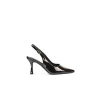 'Valerie' Stiletto High Heel Closed Toe Slingback Court Shoes XY London True Black 7