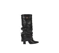 Xy London 'zaria' Slouchy Block Heel Knee High Fold Over Boots In Black Black 4