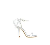 Xy London 'zola' Strappy Flower Bridal High Stiletto Heels In White White 3