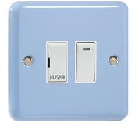 XY6NW.DB Varilight 1 Gang (Single), 13 Amp Switched Fused Spur with Neon, Classic Lily Duck Egg Blue