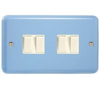 XY9W.DB Varilight 4 Gang (Quad), 1or 2 Way 10 Amp Switch, Classic Lily Duck Egg Blue