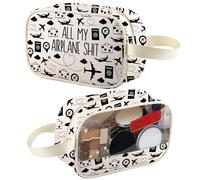 XYANFA Flight Attendant Makeup Bag All My Airplane Sh*t Accessory Pouch Traveler Cosmetic Bag Airplane Travel Toiletry Organizer Cosmetic Bag (AIRPLANE tm)