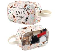 XYANFA Violin Makeup Bag - Violinist Gift for Musician or Music Teacher - Cosmetic Bag for Girl Who Plays Violin, PLAYS Violin t-m, L, Fashion