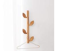 Xyanzi Coat Racks Wall Mounted Wood Coat Rack,Handcraft Tree Leaf Heavy Duty Peg Rack 6/9 Hooks for Jacket Hat Umbrella Scarf Bags (Color : Wood color, Size : 6 hook)