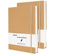 XYark Large B5 Blank Notebook Journals, Plain Kraft Hardcover Sketchbook Subject Composition Notebooks Planner with Unlined Paper, 2 Pack, 120GSM, 102 Sheets, 7.6x10 inch, Travel Journal Set