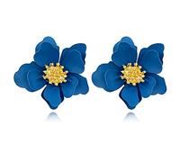XYAYOU Chic Cute Boho Flower Blossom Stud Earrings for Women Flower Shaped Daisy Earrings with Gold Bud, Zinc, No Gemstone