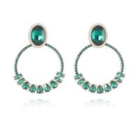 XYAYOU Circle Shiny Big Crystal Round Rhinestone Drop Dangle Earrings for Women Party Jewelry, Zinc, No Gemstone
