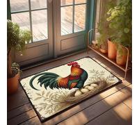 XYBH Backyard Bar Decor A Rooster Stands Proudly Over A Nest Of Eggs. Doormat Kitchen Stuff Patio Bar Accessories(40X60CM)