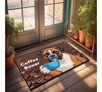 XYBH Backyard Bar Decor Boxer Dog Drinking Coffee. Doormat Kitchen Stuff Patio Bar Accessories(50X80CM)