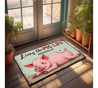 XYBH Backyard Bar Decor Living The Pig Life And Loving It! Doormat Kitchen Stuff Patio Bar Accessories(50X80CM)