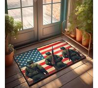 XYBH Backyard Bar Decor Three Soldiers Stand In Front Of An American Flag Doormat Kitchen Stuff Patio Bar Accessories(50X80CM)