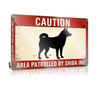 XYBH Beer Signs Metal Vintage Caution: Area Patrolled By Shiba Inu. Tin Sign Dorm Door Sign Metal Tin Signs Funny(20X30CM)
