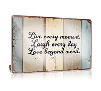XYBH Cave Door Sign Live, Laugh, Love. Embrace Each Day. Tin Sign Vintage Metal Signs Funny Bar Tin Signs Vintage(20X30CM)