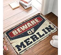 XYBH Cave Man Bar Beware Of Merlin Doormat Stuff For Teens Plain Outdoor Mat(50X80CM)