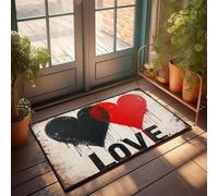 XYBH Classroom Door Mat Love In Black And Red Hearts Doormat Cool Rugs Bath Mats For Bathroom Non Slip(50X80CM)