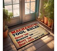 XYBH Door Mats Outdoor Large Mechanic'S Tool Rules: Touch 'Em, Borrow 'Em, Move 'Em Doormat Kitchen Rugs Farmhouse Style Spring Outdoor Mat(50X80CM)