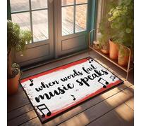 XYBH Door Mats Outdoor Large When Words Fail, Music Speaks. Doormat Kitchen Rugs Farmhouse Style Spring Outdoor Mat(65X90CM)