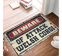 XYBH Doormat Rug Beware Of Attack Welsh Corgi Doormat Fall Decor Outdoor Fall Door Rug(50X80CM)