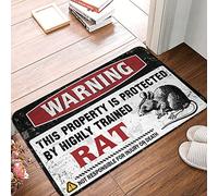 XYBH Doors For House Warning This Property Is Protected By A Highly Trained Rat Rug Outdoor Front Door Rug Mat Shoes(65X90CM)