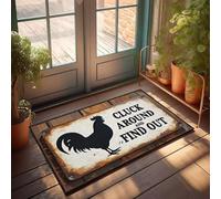 XYBH Entrance Mat Outdoor A Rooster With The Phrase Cluck Around And Find Out. Doormat Gamers Accessories Indoor Door Mats For Front Door(65X90CM)