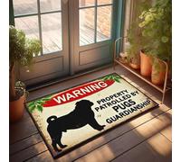XYBH Entrance Mat Outdoor Warning: Property Patrolled By Pugs Guardianship. Doormat Gamers Accessories Indoor Door Mats For Front Door(40X60CM)