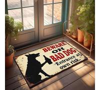 XYBH Entry Mats Outdoor Home Beware Of Bad Dog. Enter At Your Own Risk. Doormat Outdoor Runner Rug Funny Bathroom Rugs(65X90CM)