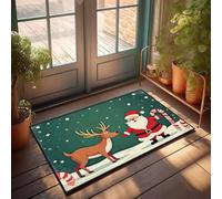 XYBH Fall Door Mats For Outside Entry Santa Claus And His Reindeer In A Snowy Night. Doormat Outdoor Floor Mat Cool Stuff For Boys(65X90CM)