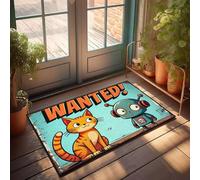XYBH Fall Door Mats Outdoor Wanted: Talkative Cat And Silent Robot Doormat Friends Door Mat Porch Decorations Outdoor(40X60CM)