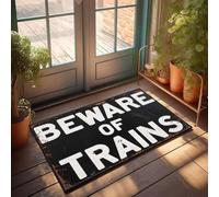 XYBH Fall Front Door Mats Outdoor Beware Of Trains. Doormat Funny Home Decor Playroom Decor(50X80CM)