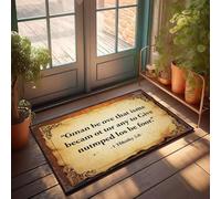 XYBH Fall Front Door Mats Outdoor God Is Great, For He Became Poor To Make Us Rich Doormat Funny Home Decor Playroom Decor(40X60CM)