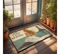 XYBH Fall Front Door Mats Outdoor Mermaid Sewing By The Sea. Doormat Bathroom Rug Sets Fall Decorations For Home Porch(40X60CM)