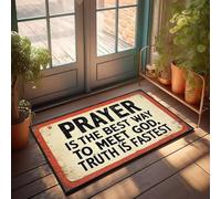 XYBH Fall Front Door Mats Outdoor Prayer Is The Best Way To Meet God. Truth Is Fastest. Doormat Funny Home Decor Playroom Decor(50X80CM)