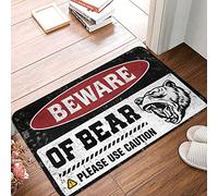XYBH Fall Kitchen Rugs And Mats Bear Warning Sign Rug Man Cave Decor Home Mats For Front Door(65X90CM)