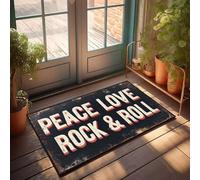 XYBH Fall Mats For Front Door Peace, Love, Rock & Roll. Doormat Entry Floor Mats Weather Mats For House(65X90CM)