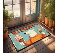 XYBH Fall Mats For Front Door Polar Bear Enjoying Ice Cream. Doormat Entry Floor Mats Weather Mats For House(50X80CM)