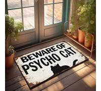 XYBH Fall Outdoor Doormat Beware Of Psycho Cat Doormat Kitchen Farmhouse Rug Boys Bedroom Decorations(40X60CM)