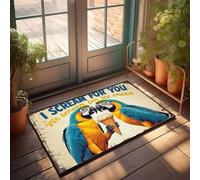 XYBH Fall Outdoor Doormat Two Parrots Holding An Ice Cream Cone With The Text I Scream For You Doormat Kitchen Farmhouse Rug Boys Bedroom Decorations(65X90CM)