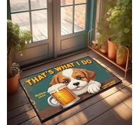XYBH Fall Outdoor Rug For Front Door A Cute Puppy Holding A Mug Of Beer Doormat Funny Stuff Fall Outside Door Mats(50X80CM)