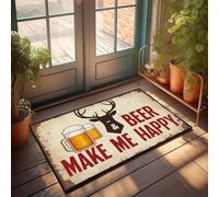 XYBH Fall Outdoor Rug For Front Door Deer & Beer Make Me Happy Doormat Funny Stuff Fall Outside Door Mats(50X80CM)