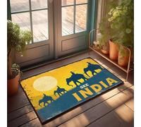 XYBH Fall Outdoor Rug For Front Door Explore The Majestic Landscapes Of India On Elephantback Under The Full Moon. Doormat Funny Stuff Fall Outside Door Mats(65X90CM)