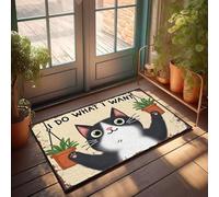 XYBH Fall Outdoor Rug For Front Door I Do What I Want Cat With Plants. Doormat Funny Stuff Fall Outside Door Mats(40X60CM)