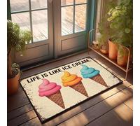 XYBH Fall Outdoor Rug For Front Door Life Is Like Ice Cream. Doormat Funny Stuff Fall Outside Door Mats(40X60CM)